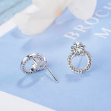 7mm Round CZ Stud Earring 925 Silver Sterling Fine Jewelry Brincos