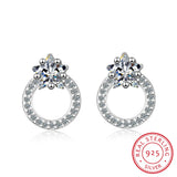 7mm Round CZ Stud Earring 925 Silver Sterling Fine Jewelry Brincos