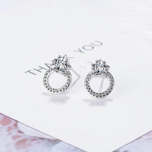 7mm Round CZ Stud Earring 925 Silver Sterling Fine Jewelry Brincos
