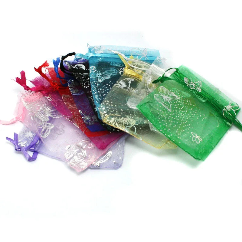 Random Mix Colors Organza Bags Wedding Gift Pouches 100pcs