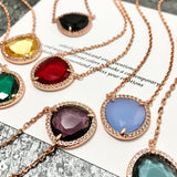 Crystal Pendant Jewelry Sets - Purple Yellow Red Necklace for Women