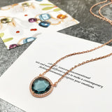 Crystal Pendant Jewelry Sets - Purple Yellow Red Necklace for Women