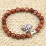 Natural Stone Sandstone Beads Bracelet Women 7.5inch B2018