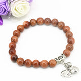 Natural Stone Sandstone Beads Bracelet Women 7.5inch B2018