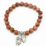 Natural Stone Sandstone Beads Bracelet Women 7.5inch B2018