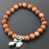 Natural Stone Sandstone Beads Bracelet Women 7.5inch B2018