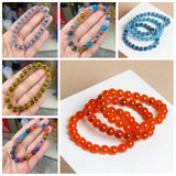 Natural Agates Stone Bracelet Elasticity Smooth Round Beads