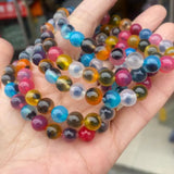 Natural Agates Stone Bracelet Elasticity Smooth Round Beads