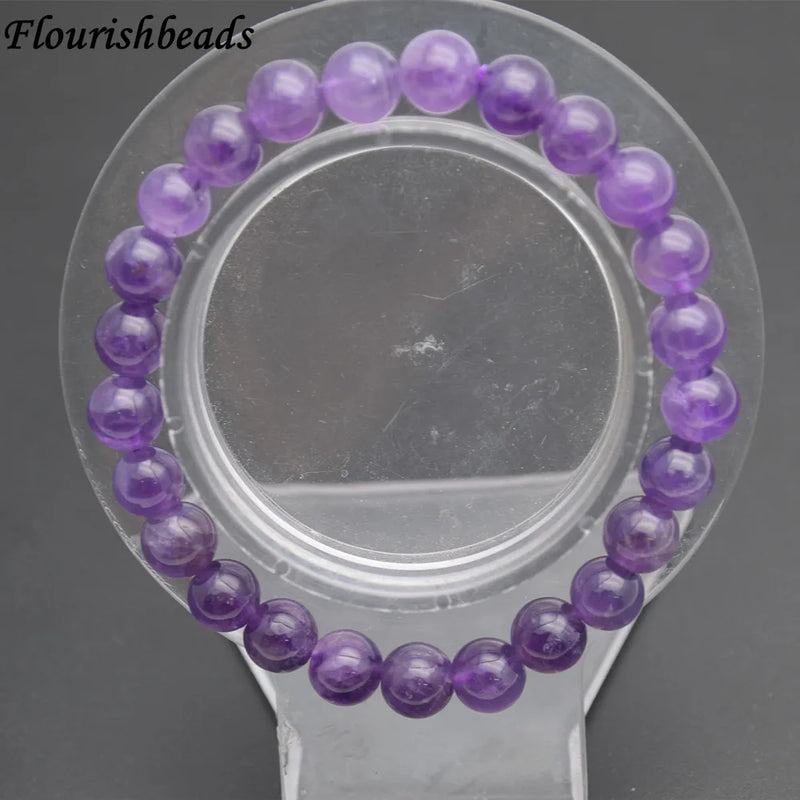 8mm Amethyst Stone Round Beads Bracelet