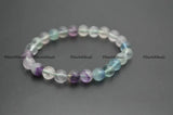 Natural Mix Fluorite Quartz Stone Round Beads Bracelet
