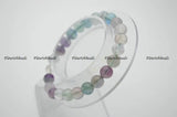 Natural Mix Fluorite Quartz Stone Round Beads Bracelet