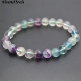Natural Mix Fluorite Quartz Stone Round Beads Bracelet