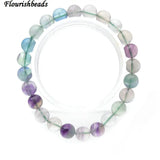 Natural Mix Fluorite Quartz Stone Round Beads Bracelet
