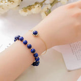 8mm Natural Stone Beads Bracelet Elastic Jewelry Set