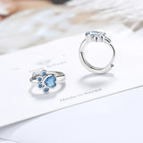 925 Silver CZ Dolphin Footprint Hoop Earrings for Women