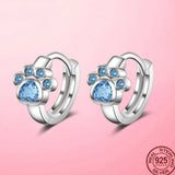 925 Silver CZ Dolphin Footprint Hoop Earrings for Women