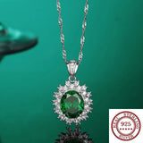 925 Silver Sapphire Pendant Necklace European American Jewelry