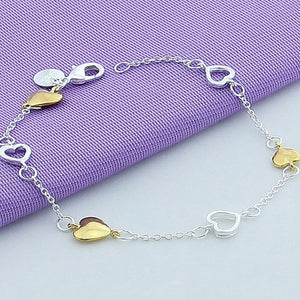 925 Silver Heart Charm Bracelet for Women Girl Chain Bracelet