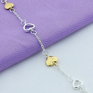 925 Silver Heart Charm Bracelet for Women Girl Chain Bracelet