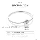 925 Silver Radiant Heart Snake Chain Bracelet for Charm DIY Jewelry