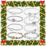 925 Silver Radiant Heart Snake Chain Bracelet for Charm DIY Jewelry
