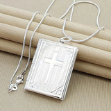 925 Silver Pendant Star Round Cross Heart Necklace Women Jewelry