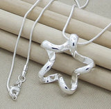 925 Silver Pendant Star Round Cross Heart Necklace Women Jewelry