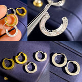 925 Silver Plated Engraving Earrings Style Cubic Zircon Circle Hoop Earrings