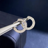 925 Silver Plated Engraving Earrings Style Cubic Zircon Circle Hoop Earrings