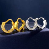 925 Silver Plated Engraving Earrings Style Cubic Zircon Circle Hoop Earrings