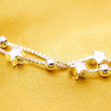 925 Sterling Silver Double Layer Star Beads Bracelet Women Gift