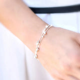 925 Sterling Silver Double Layer Star Beads Bracelet Women Gift