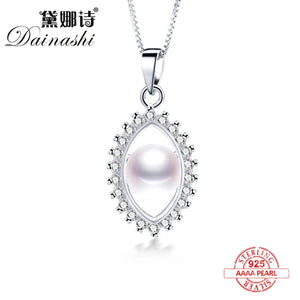 925 Silver Freshwater Pearl Pendant For Women with Zircon