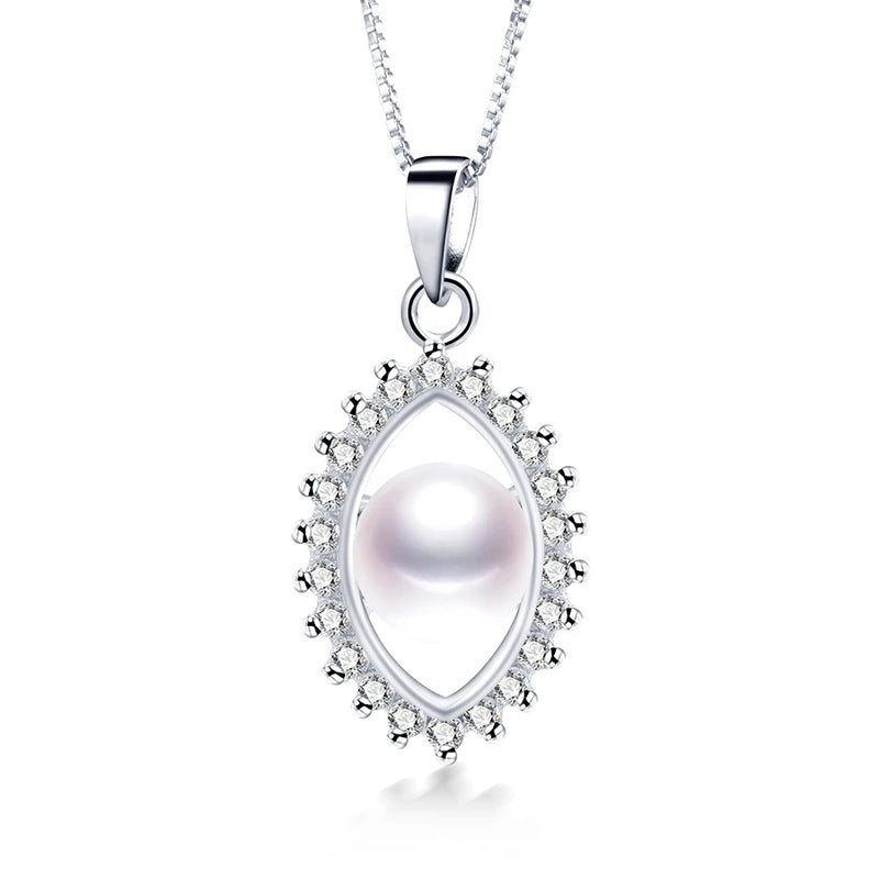 925 Silver Freshwater Pearl Pendant For Women with Zircon