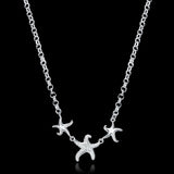 925 Silver Three Starfish Necklace for Women's Wedding Party