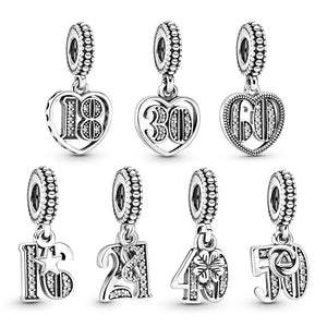 925 Silver Celebration Dangle Charm for Necklace or Bracelet Women