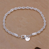 925 Silver 4mm Rope Necklace Bracelet Set