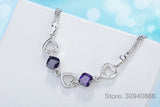 925 Sterling Silver Amethyst Bracelet Heart Purple Crystal Zircon Bracelet