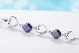 925 Sterling Silver Amethyst Bracelet Heart Purple Crystal Zircon Bracelet