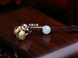 925 Silver Anklet Bells Tiger Year Stone Jade Tassel Bohemian Style