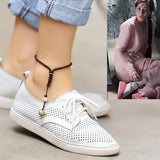 925 Silver Anklet Bells Tiger Year Stone Jade Tassel Bohemian Style