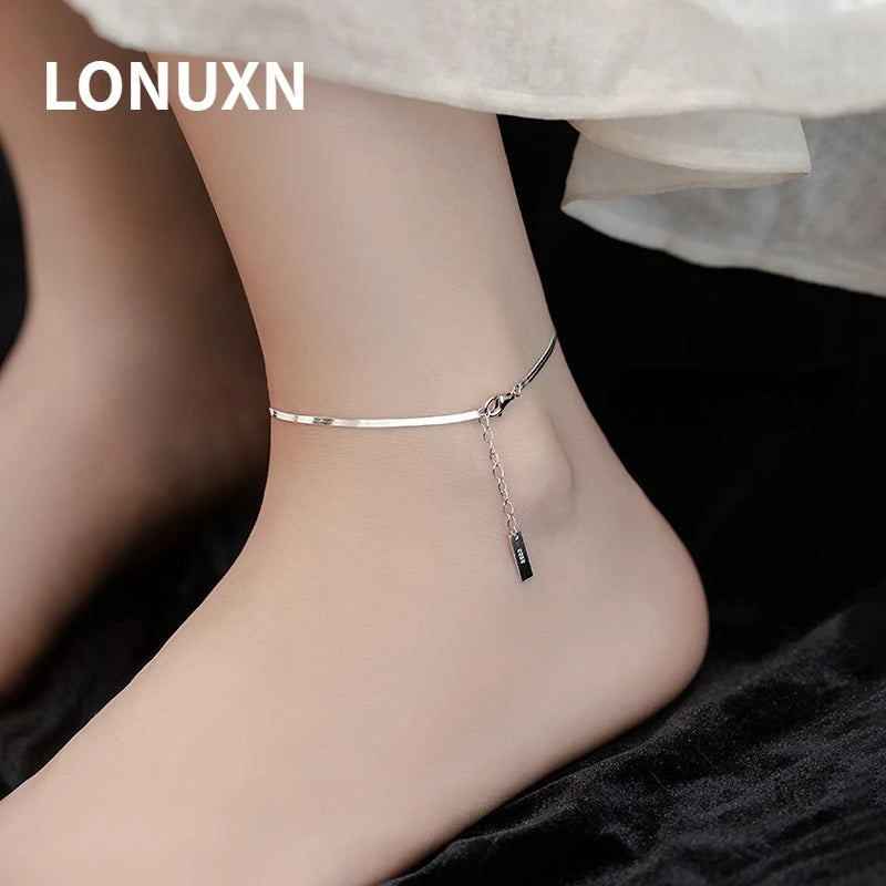 925 Silver Anklet Snake Chain Beach Foot Jewelry Gift