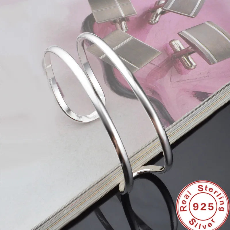 925 Silver Bead Cuff Bangles Christmas Wedding Jewelry