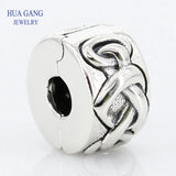 925 Silver Heart Intertwined Beads for Pandora Bracelets DIY