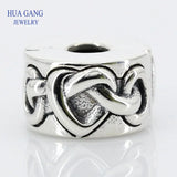 925 Silver Heart Intertwined Beads for Pandora Bracelets DIY