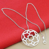 925 Silver Flower Pendant Necklace Women Jewelry Gift