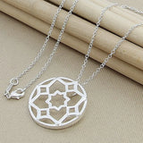 925 Silver Flower Pendant Necklace Women Jewelry Gift