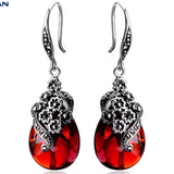 925 Silver Boho Ladies Garnet Yellow/green Agate Earrings