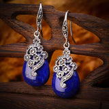 925 Silver Boho Ladies Garnet Yellow/green Agate Earrings