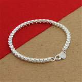 925 Silver Bracelet 4MM 8Inch Venetian Square Men Women Party Jewelry